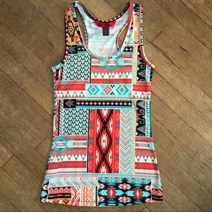 Hot Kiss Colorful Southwest Turquoise & Coral Tank